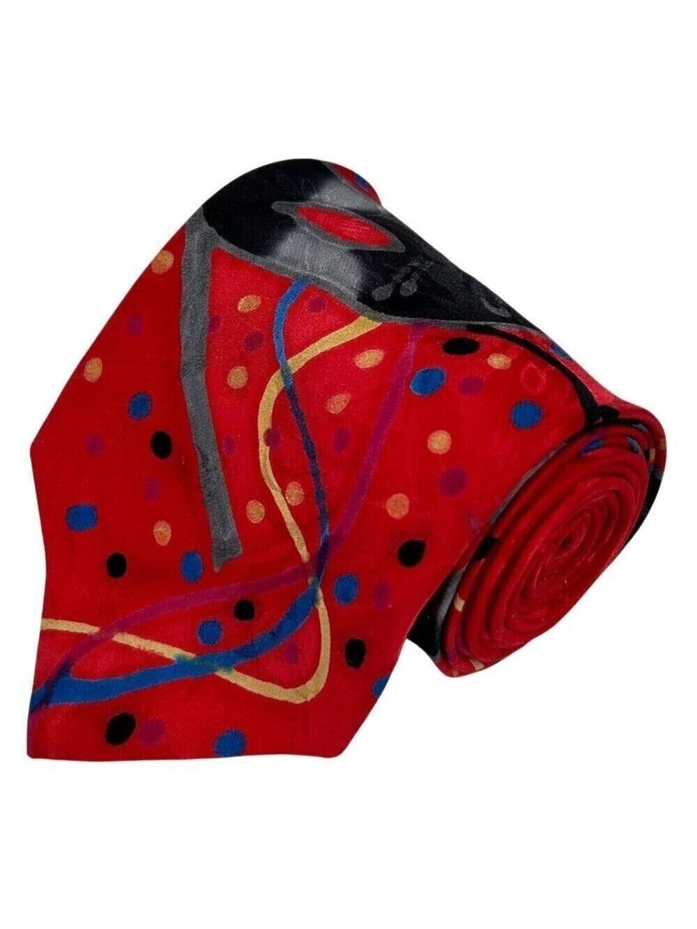 Zabel Mardi Gras New Years Red Hand-Painted Silk Necktie Tie